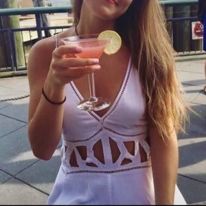 Free People Boho Cut Out Flowing White Mini Dress